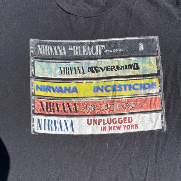 Nirvana Cassette Discography Black T-Shirt Size Medium Vintage Grunge Rock - Picture 2 of 5